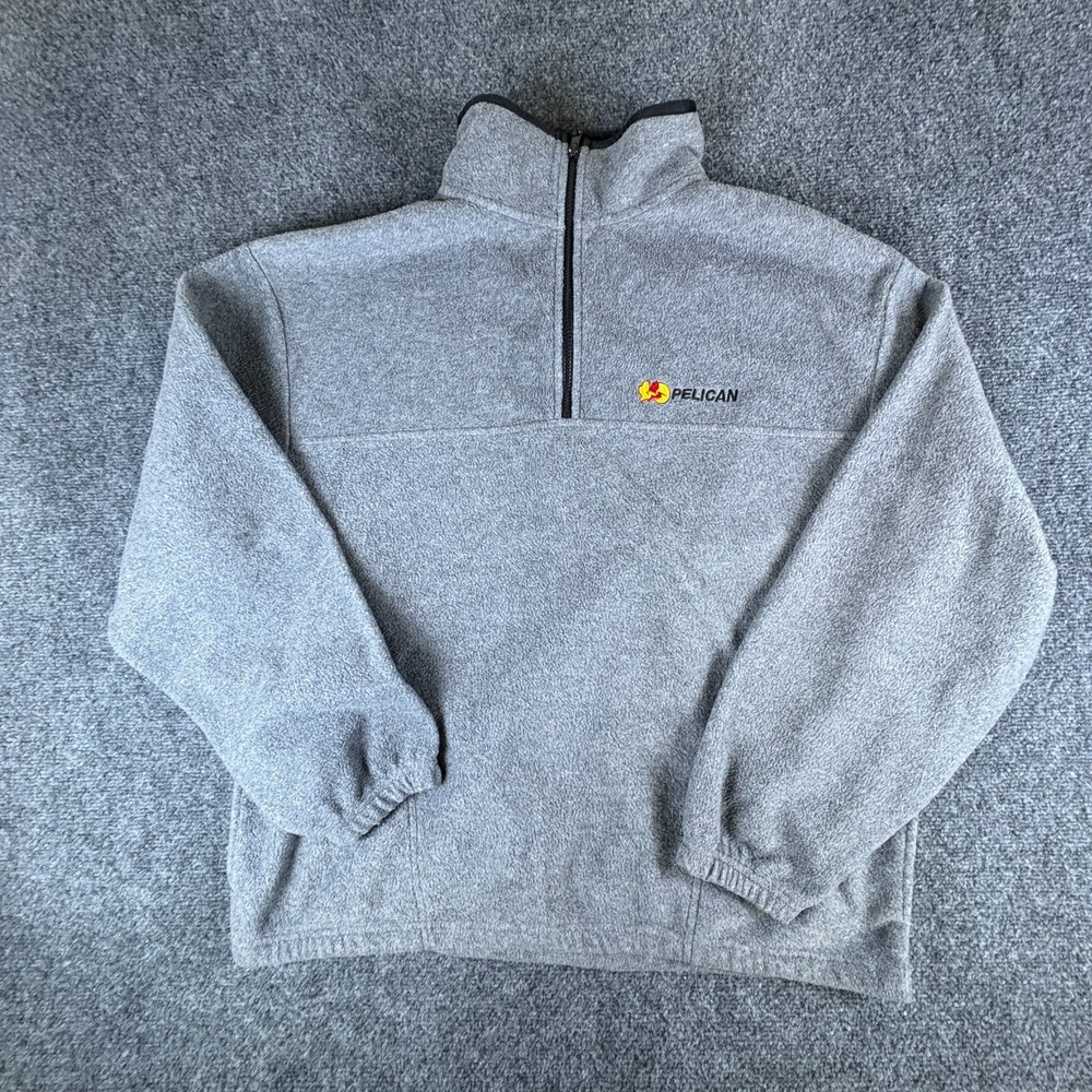 Pelican Case Logo Sweatshirt Mens XL Heather Gray‎ Logo Fleece Quarter Zip